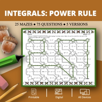 Preview of Fall: Integrals Power Rule Maze Activity