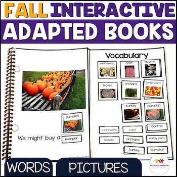 Preview of Fall Adapted Books for Special Education - Interactive Vocabulary Books
