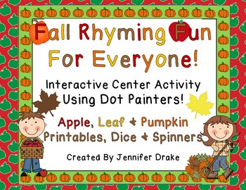 Preview of Fall Into Fun With Rhyming! ~Interactive Center Using Dot Painters~ CC Aligned!