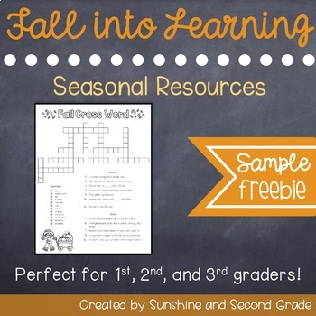 Preview of Fall Into Learning: Seasonal Crossword Puzzle FREEBIE