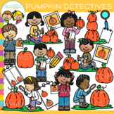 Kids Fall Pumpkin Detectives and Investigation Clip Art
