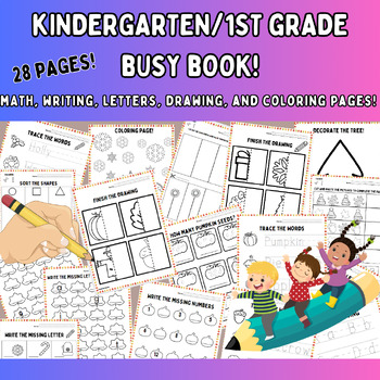 Preview of Fall Kindergarten & 1st Grade Busy Book/Morning Work Book - 28 Pages!!