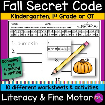 Preview of Occupational Therapy Fall Handwriting Secret Code Cryptogram Activities