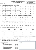 Fall Kindergarten Assessment Data Form