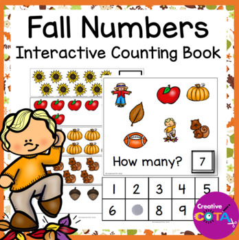 Preview of Special Education Adapted Fall Math Activity or Interactive Book Numbers 1-10