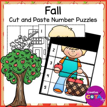 Preview of Kindergarten Fall Math Morning Work Center Skip Counting & Number Order Puzzles