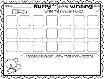 fall kindergarten math tub 3 writing numbers 0 20 tpt