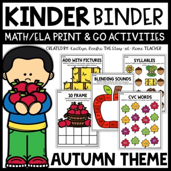 Preview of Fall Kindergarten Math and Literacy Binder Centers | Write and Wipe Practice