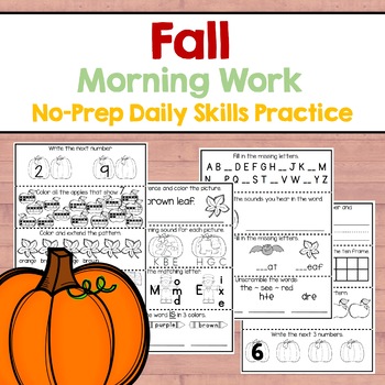 Preview of October Kindergarten Morning Work Daily Independent Math and Reading Practice