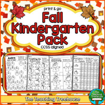 Preview of Fall Kindergarten Pack, No Prep, CCSS Aligned
