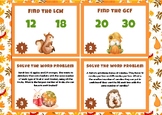 Fall LCM and GCF Task Cards with Word Problems