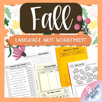 Preview of Fall Language Arts Worksheets FREEBIE