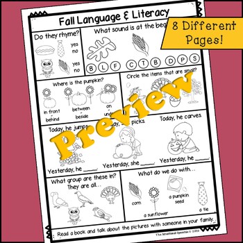 Fall Language & Literacy Homework Packet - Pre-K ...