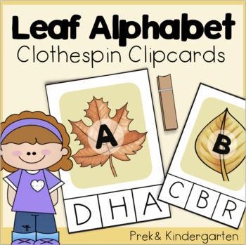 Preview of Fall Leaf Alphabet Clothespin Clip Cards-Preschool Letter Recognition & Matching