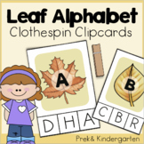 Fall Leaf Alphabet Clothespin Clip Cards-Preschool Letter 