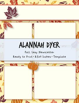 Preview of Fall Leaf Classroom Newsletter Template, Edible, Agenda, Note Catcher, Leaves
