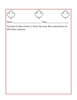 Preview of Fall Leaf Subtraction Story Problem