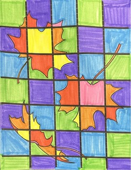 Fall Leaves Art Project Template - Warm and Cool Colors - Autumn