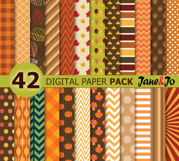 Preview of Fall Leaves Autumn Digital Paper Autumn Digital Paper Harvest Backgrounds fall