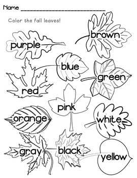 Fall Leaves - Color Words by Totavi Toodles | Teachers Pay Teachers