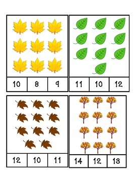 Fall Leaves Count and Clip Cards #1-24 by PreK Printables Shop | TpT