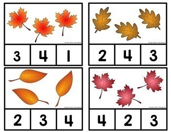 Fall Leaves Counting Clip Cards 1-12 by Linda's Loft for Little Learners