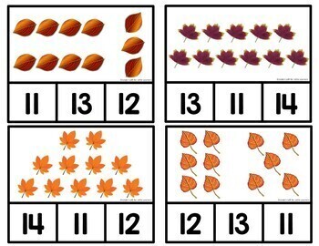 Fall Leaves Counting Clip Cards 1-12 by Linda's Loft for Little Learners