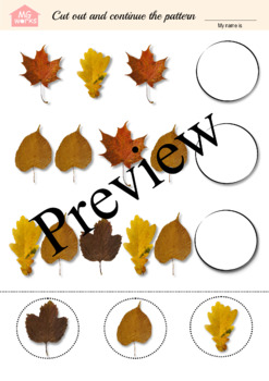 Fall Leaves Natural Montessori Worksheets by Preschool Printables MG works