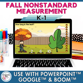 Preview of Fall Leaves Non-Standard Measurement Google™, PowerPoint™ & Boom™ Digital Game