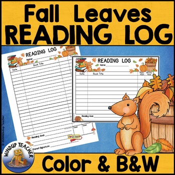 Preview of Fall Leaves Reading Log for Library, Media Center, or Classroom Teacher