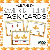 Fall Leaves Same and Different Task Cards Visual Discrimination