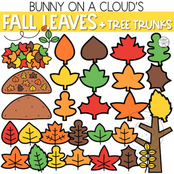 Preview of Fall Leaves and Tree Trunks Clipart by Bunny On A Cloud