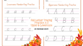 Fall Letter Tracing Practice A-Z Lowercase & Uppercase