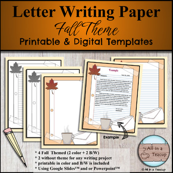 Preview of Fall Letter Writing Paper Digital Templates and Printable version