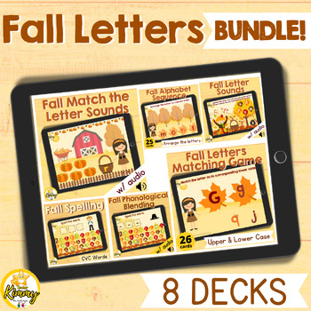 Preview of Fall Letters Boom Cards Bundle