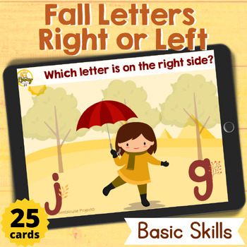 Preview of Fall Letters Right or Left Basic Life Skills Boom Cards