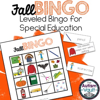 Preview of Fall Leveled Bingo Game for Special Education and Autism