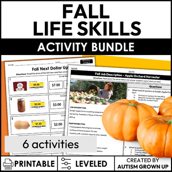 Preview of Fall Life Skills Activities for Special Education Bundle