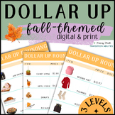 Fall Life Skills DOLLAR UP | 3 Levels Money Math Worksheet