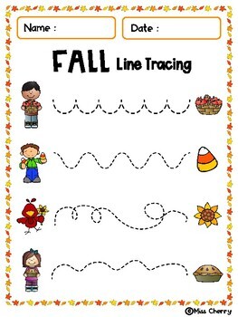 Fall: Line Tracing Worksheets by Miss Cherry | Teachers Pay Teachers