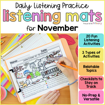Preview of Fall Listening & Following Directions Activities - November Read, Listen & Draw