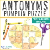 ANTONYMS Pumpkin Autumn Fall Literacy Center Activity Puzz