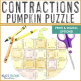 CONTRACTIONS Pumpkin Game, Craft, or Coloring | Fall ELA A