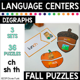 Fall Literacy Center Puzzles - Digraphs ch, th, sh - 36 puzzles