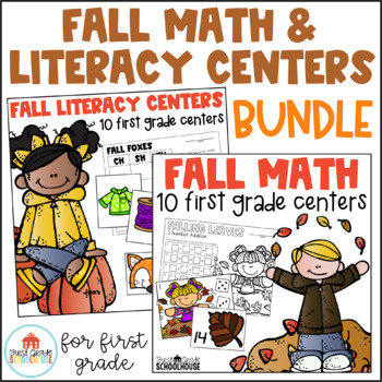 Preview of Fall Literacy and Math Centers First Grade Bundle