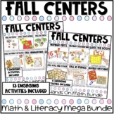 Fall Literacy and Math Centers for Kindergarten and First Grade