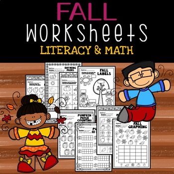 Preview of Fall Literacy and Math Worksheets *NO PREP*