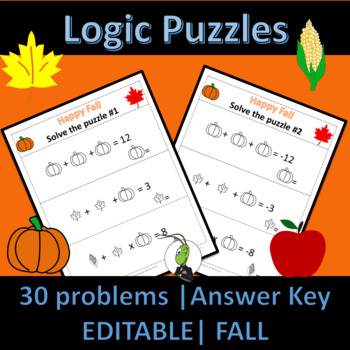 Preview of Fall Logic Puzzles | Number Sense | Algebra 1