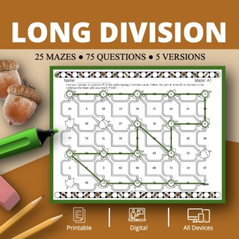 Preview of Fall: Long Division Maze Activity