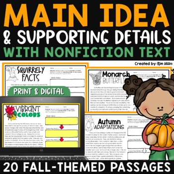 Preview of Fall Reading Activities Main Idea and Details Graphic Organizers Central Idea